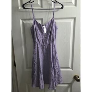 Old Navy Purple Patterned Smocked Back Tank Dress Fit n Flare Adjust Size Small